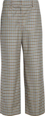 Max Mara Michelle Check Wool & Cotton Wide Leg Ankle Pants
