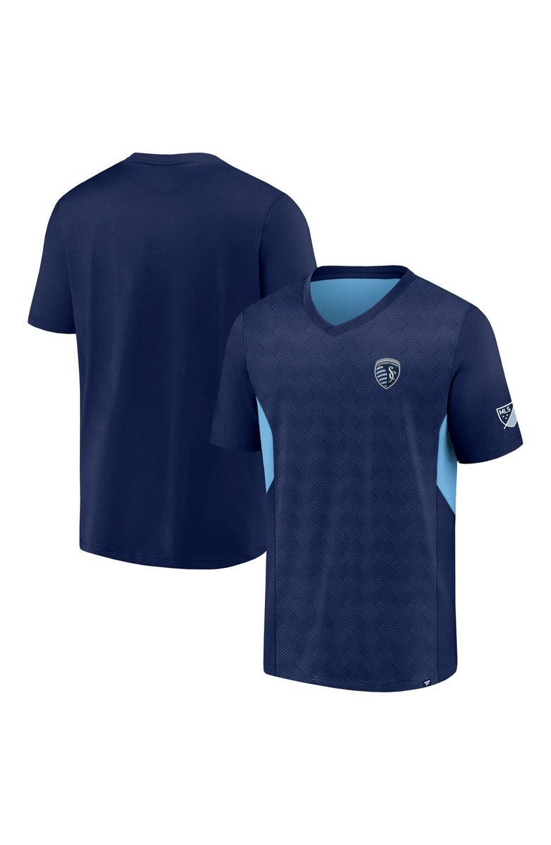 FANATICS Men's Fanatics Branded Navy Sporting Kansas City Extended Play V-Neck T-Shirt, Main, color, 