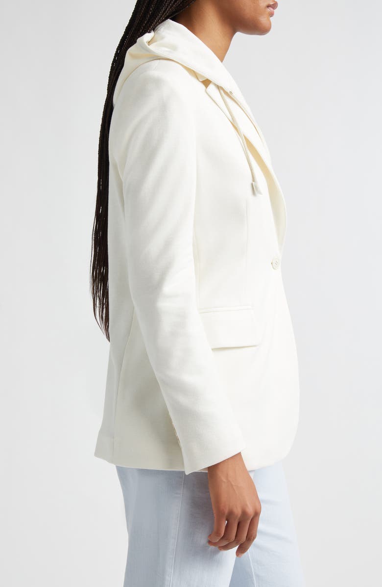 Eleventy Cotton Blend Knit Jacket with Hooded Zip Inset, Alternate, color, Ivory