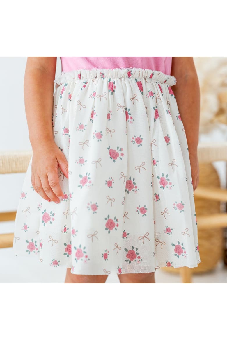 Rose Bow Short Sleeve Tutu Dress, Alternate, color, Mauve
