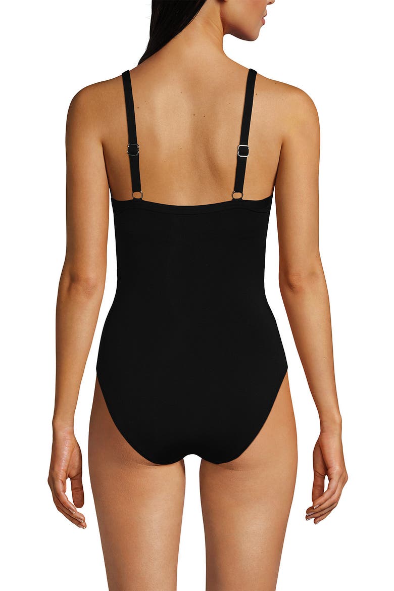 Chlorine Resistant Sculpting Control Draped One Piece Swimsuit, Alternate, color, Black