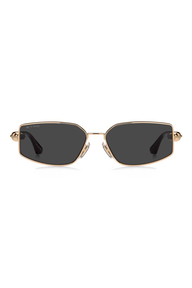 59mm Rectangular Sunglasses, Main, color, ROSE GOLD/ GREY