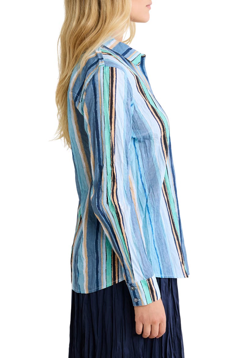 Stripe Cotton Button-Up Shirt, Alternate, color, BLUE MULTI