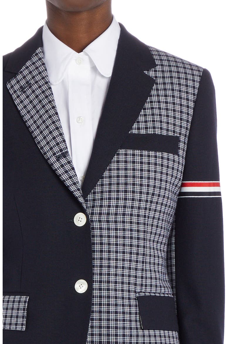 Classic Micro 4-Bar Check & Wool Fresco Jacket, Alternate, color, NAVY