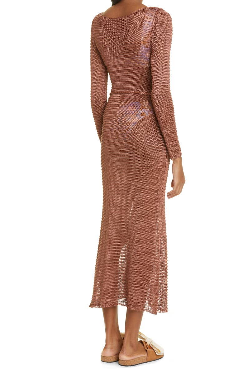 Zimmermann Tropicana Long Sleeve Cotton Mesh Midi Cover-Up Dress, Alternate, color,