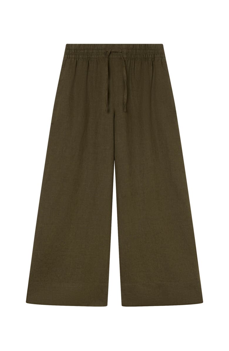 Whistles Elasticated Linen Crop Trousers, Alternate, color, Khaki