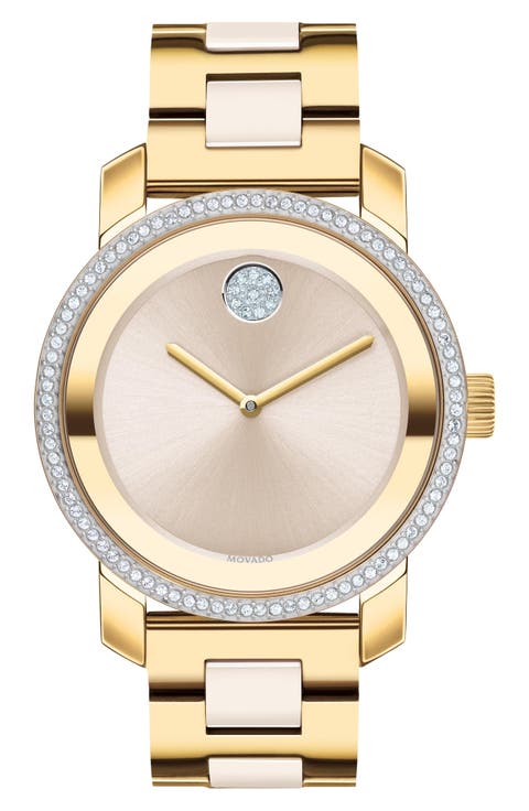 Bold Iconic Mixed Material Bracelet Watch, 36mm