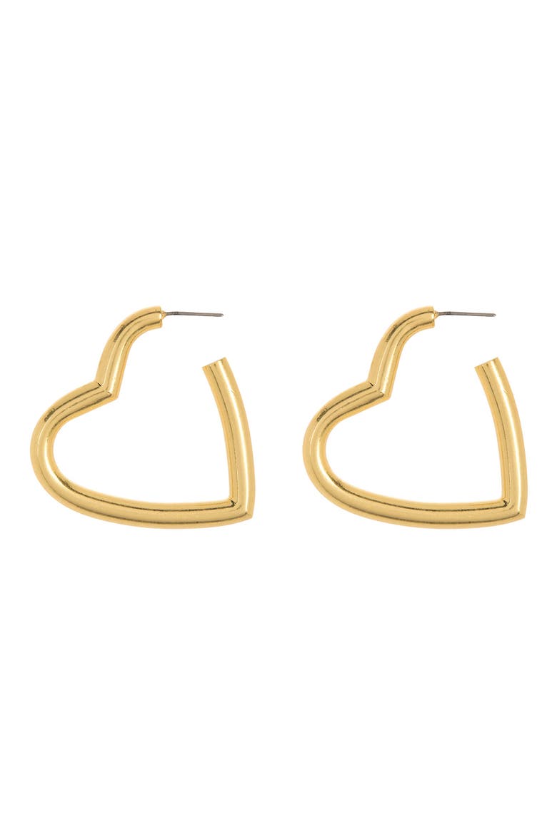 Chunky Heart Hoop Earrings, Main, color, VINTAGE GOLD