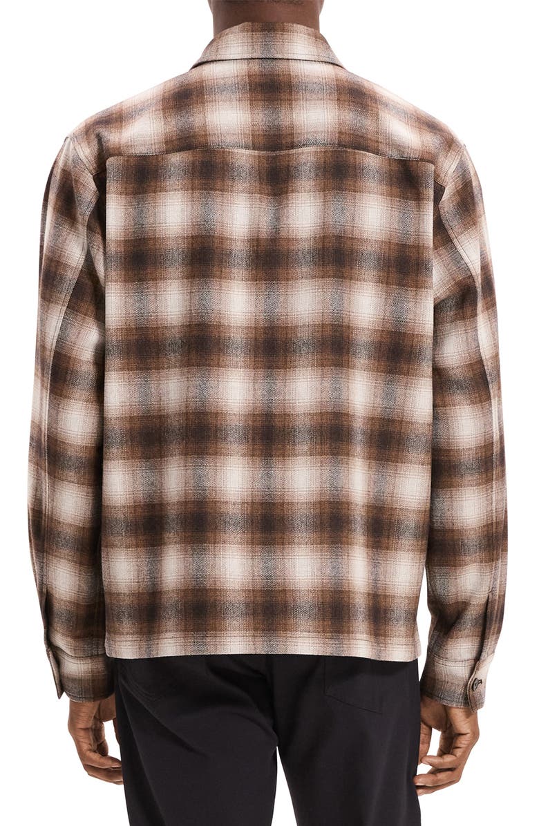 Theory Plaid Button-Up Shirt, Alternate, color, Brownwood Multi