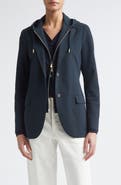 Eleventy Cotton Blend Knit Blazer with Removable Hooded Bib