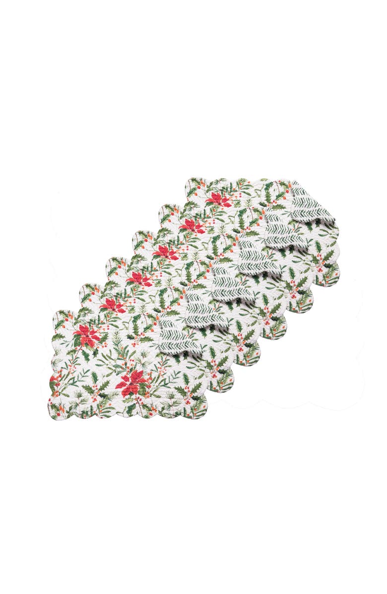 C&F Home Silvia Poinsettia Placemat, Main, color, Green