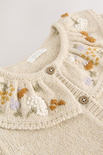 Kids' Embroidered Collar Cardigan