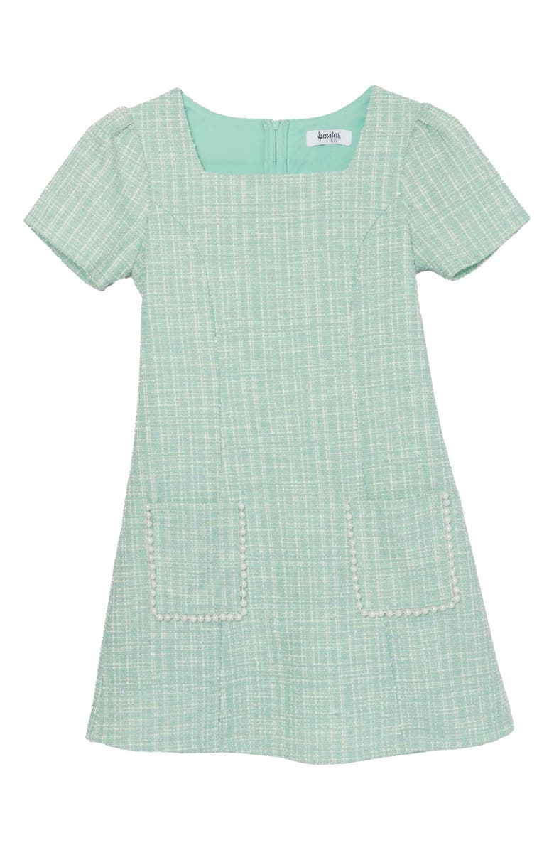 Speechless Kids' Imitation Pearl Trim Boucle Dress, Main, color,
