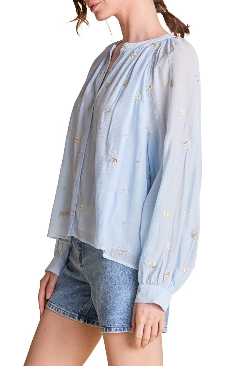 English Factory Flower Embroidered Woven Shirt, Alternate, color, Powder Blue