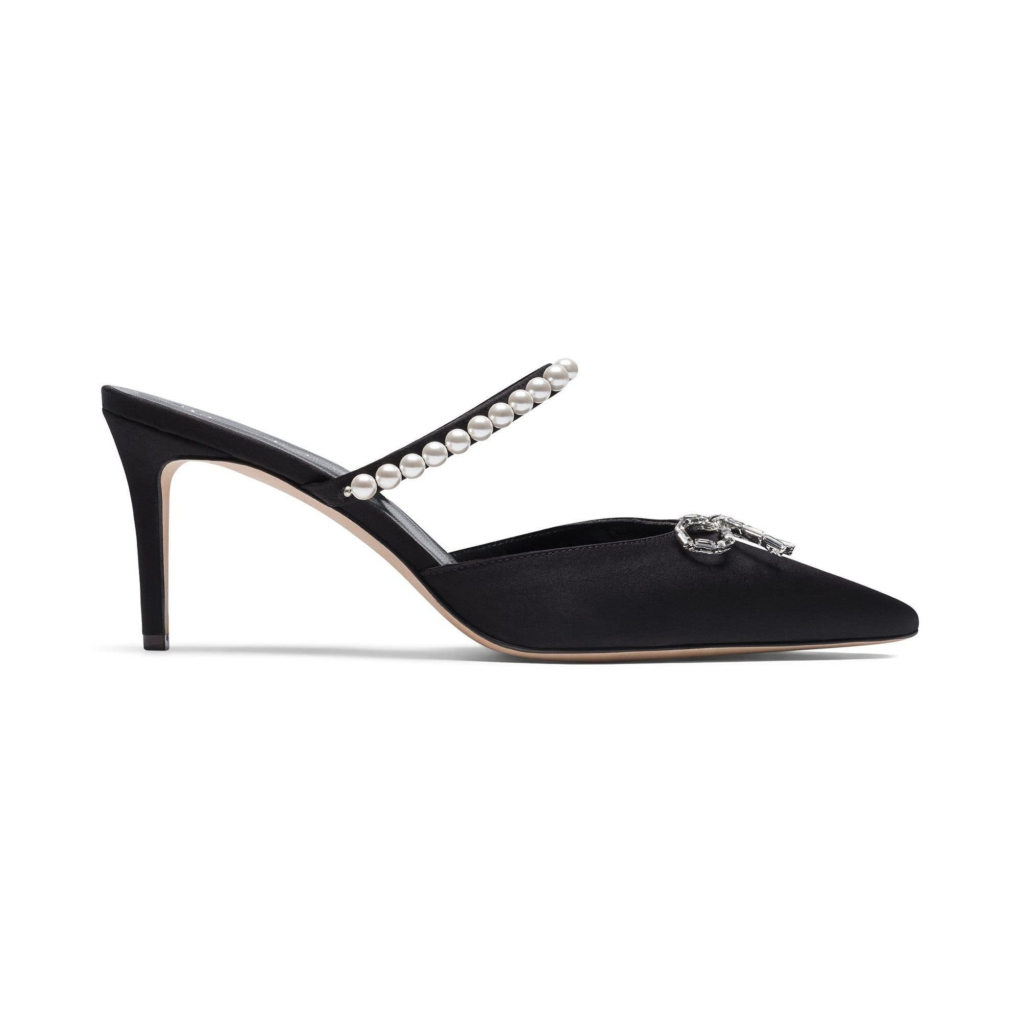 Philippa 75 Pearl Stiletto Mule, Main, color, Black