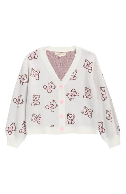 Kids' Teddy Bear Jacquard Cardigan