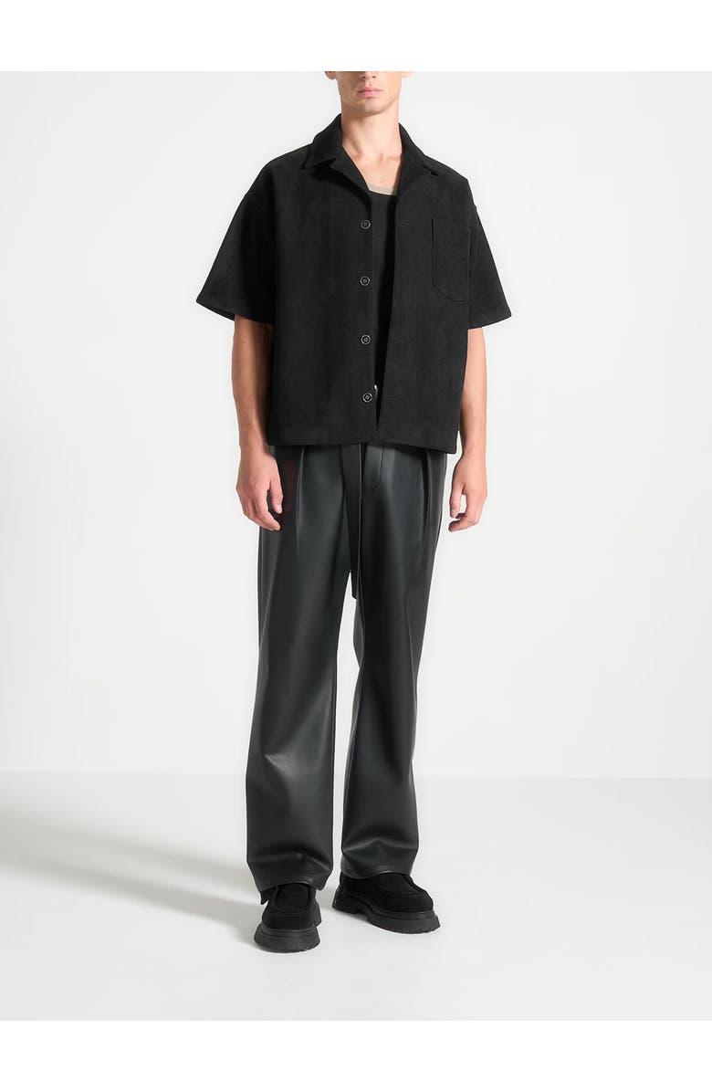 Manière De Voir Serge Relaxed Fit Leather Pleated Trousers, Alternate, color, Black