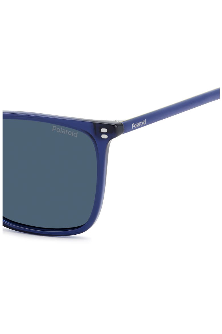 55mm Polarized Rectangular Sunglasses, Alternate, color, BLUE/ BLUE