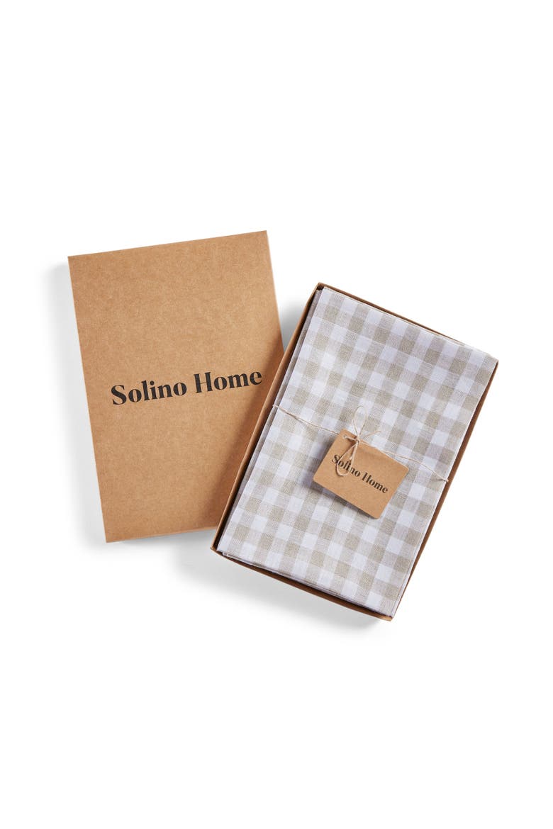 Linen Dinner Napkins Set of 4, 20 x 20" - Gingham Check, Alternate, color, Natural
