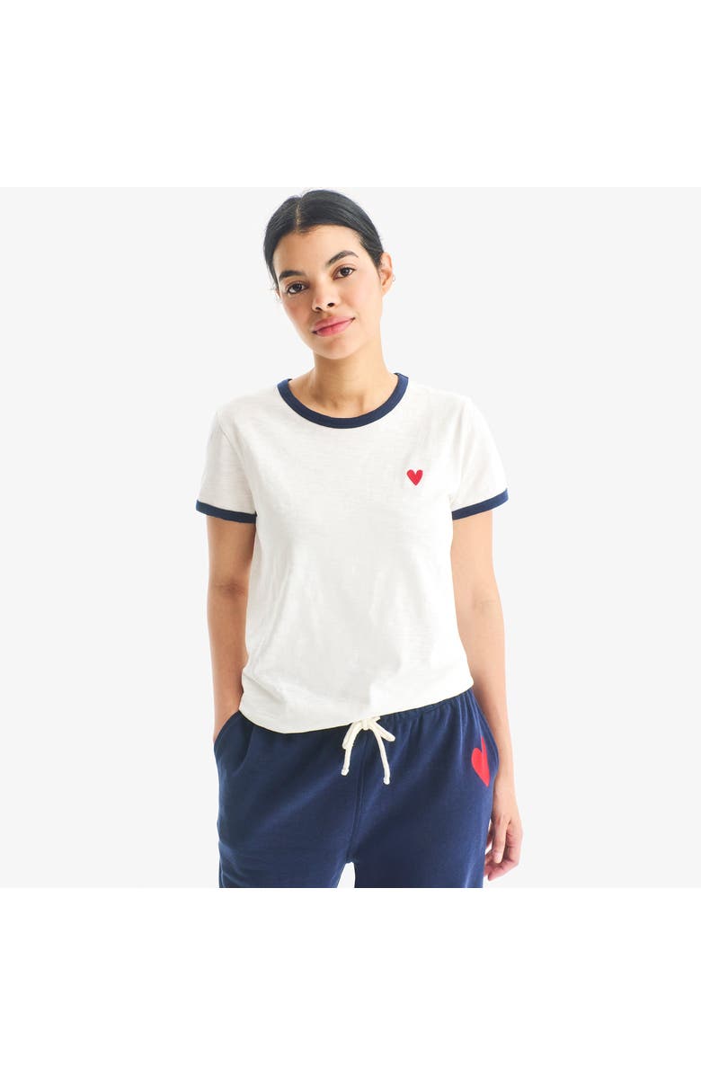 Primary Adult Embroidered Heart Ringer Tee, Alternate, color, Ivory