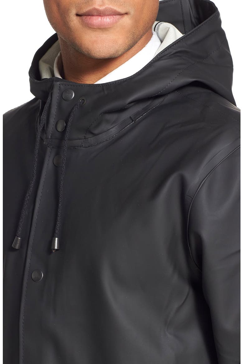 Stockholm Hooded Long Raincoat, Alternate, color, BLACK