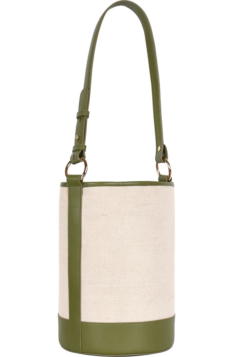 HYER GOODS Canvas and Upcycled Leather Convertible Bucket Bag, Alternate, color,