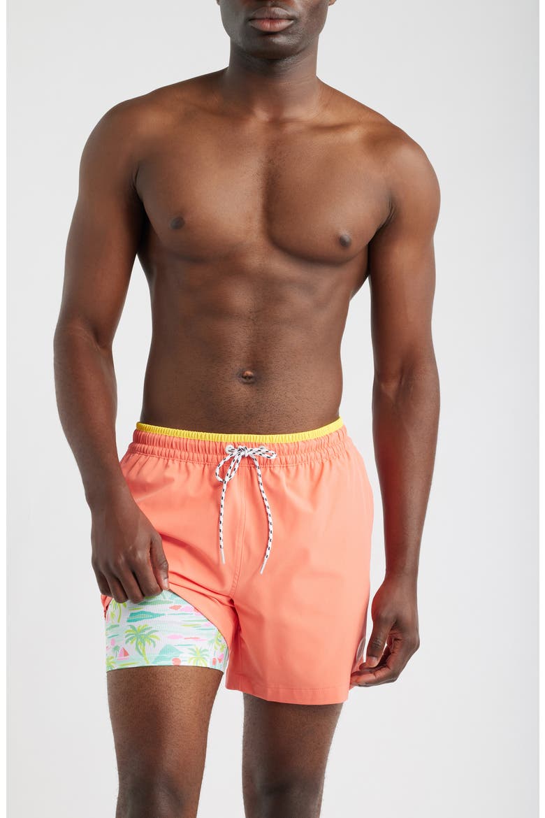 The Peach Perfects 5.5 Inch Swim Trunks, Alternate, color, CORAL