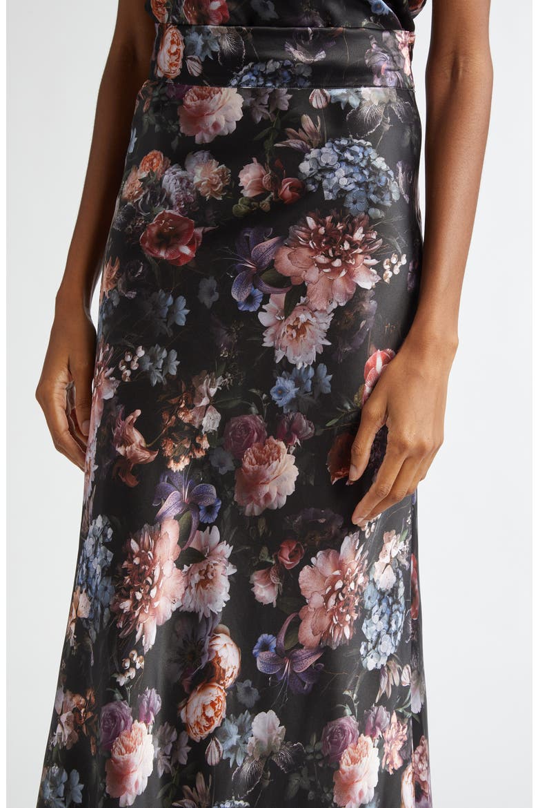 Ryker Bias Cut Silk Maxi Skirt, Alternate, color, BLACK MULTI VINTAGE OIL FLOWER