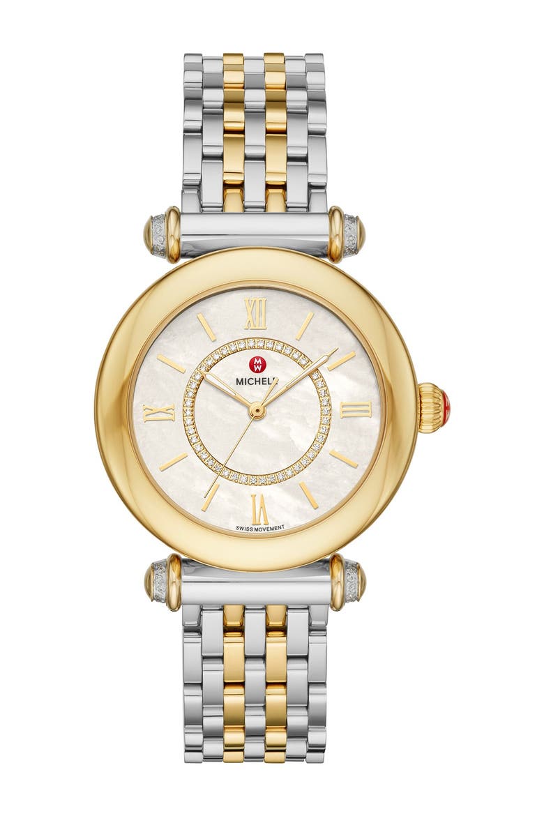 Women's Caber Diamond Two-Tone Bracelet Watch, 35mm - 0.19 ctw, Main, color, 2T SILVER/GOLD/WHITE