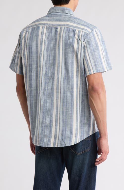 Lucky Brand Plaid Snap-up Western Work Shirt In Blue Stripe