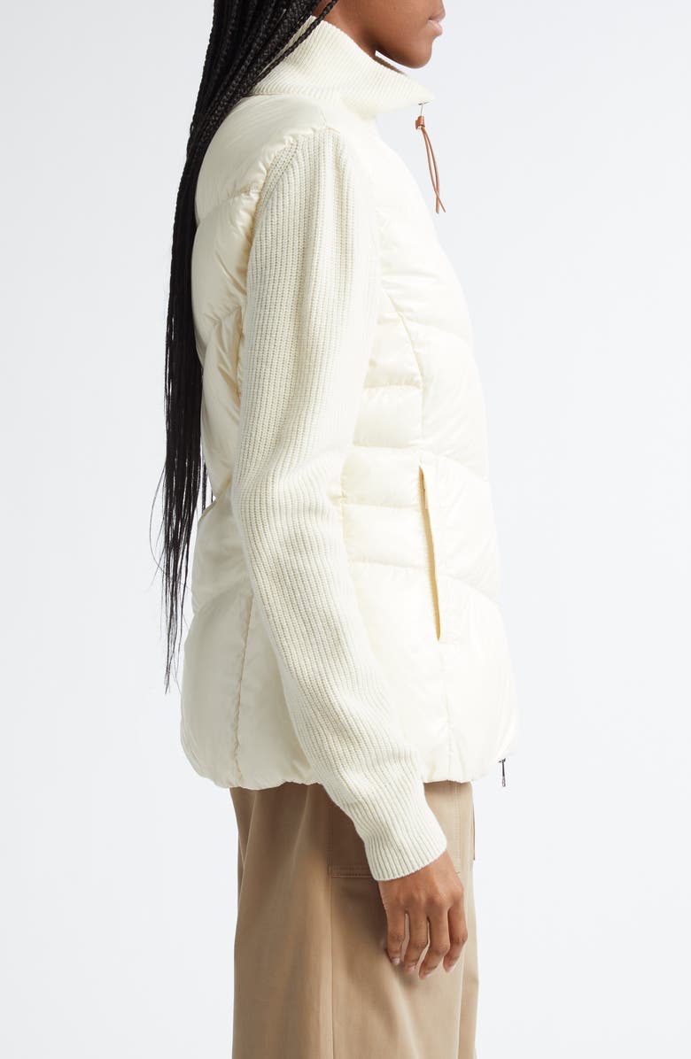 Moncler Quilted Down & Knit Cardigan, Alternate, color, White