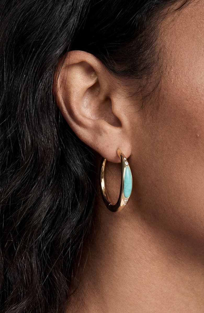 Ettika Solstice Hoop Earrings, Alternate, color, Turquoise