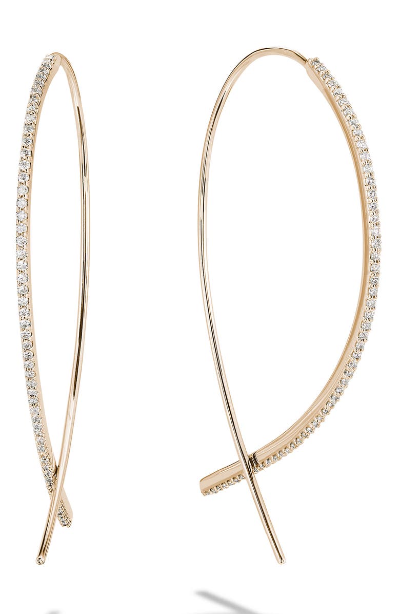 LANA Jewelry Small Upside Down Flawless Diamond Hoop Earrings, Main, color, 