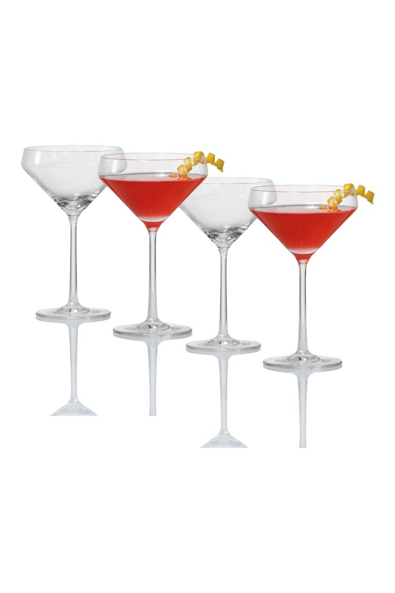 Pure Set of 4 Martini Glasses, Alternate, color, CLEAR