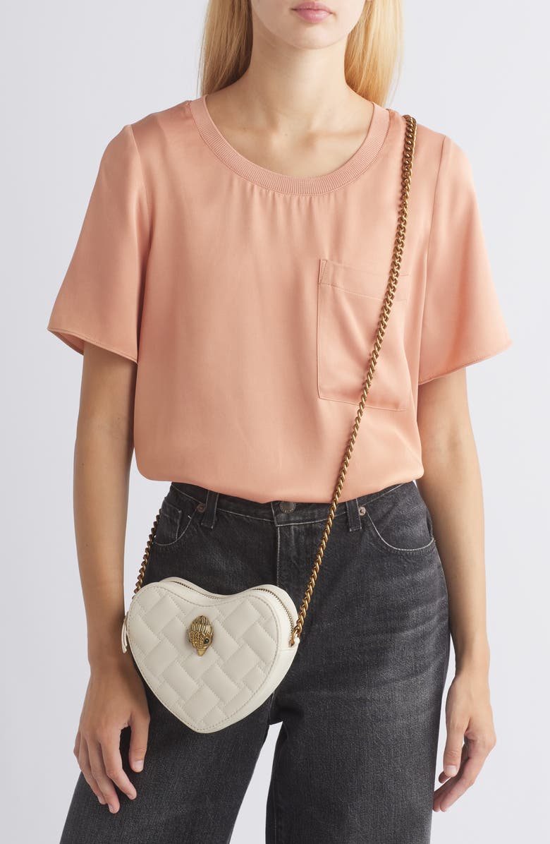 Kurt Geiger London Kensington Heart Quilted Leather Crossbody Bag, Alternate, color,