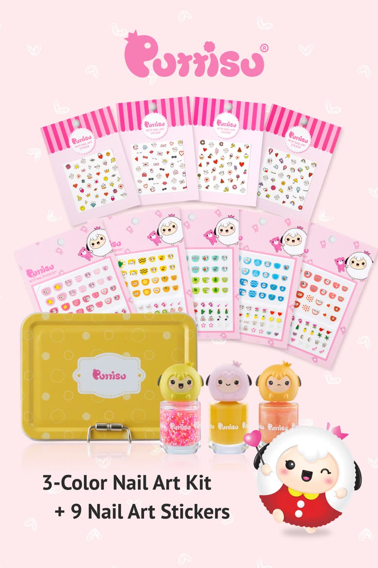 Water Based Peel Off Kids Nail Polish and Sticker Deluxe Set, Alternate, color, Custard Pie