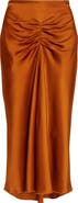 Victoria Beckham Gathered Satin Midi Skirt
