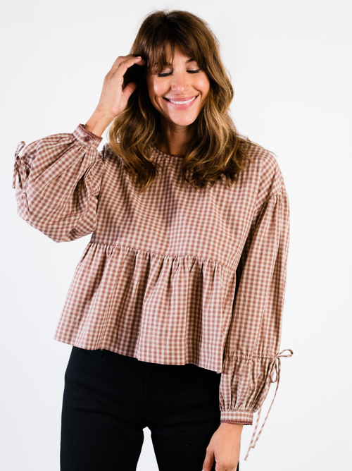 Able Skylar Swing Top In Nutmeg/almond Gingham