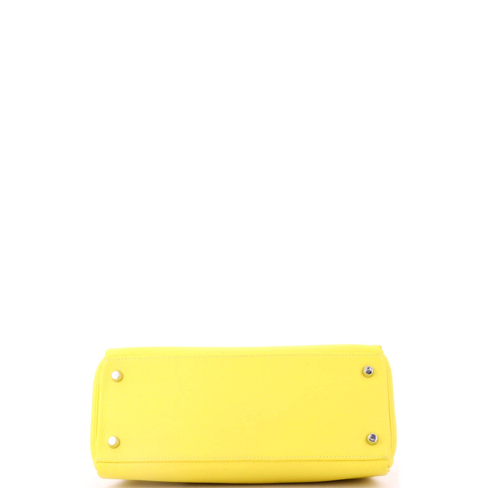 Pre-Owned Hermes Kelly Handbag Yellow Evercolor with Palladium Hardware 28, Alternate, color, 