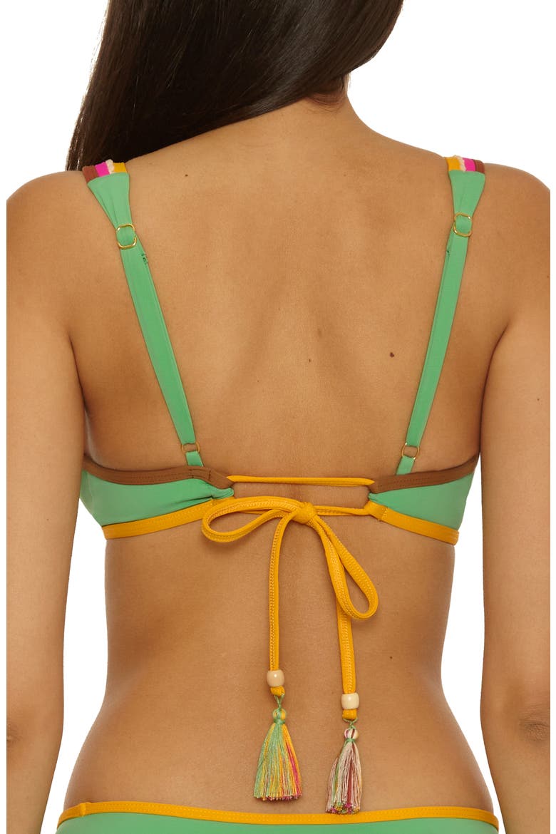 Maldives Pom Trim Bikini Top, Alternate, color, SEA GRASS