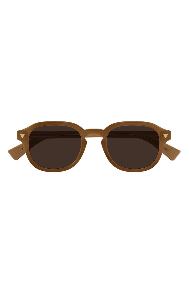 Bottega Veneta 49mm Small Round Sunglasses, Main, color, Brown
