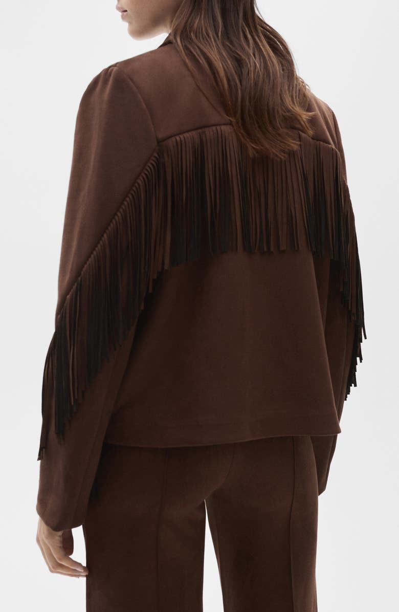 MANGO Fringe Trim Faux Suede Jacket, Alternate, color, 