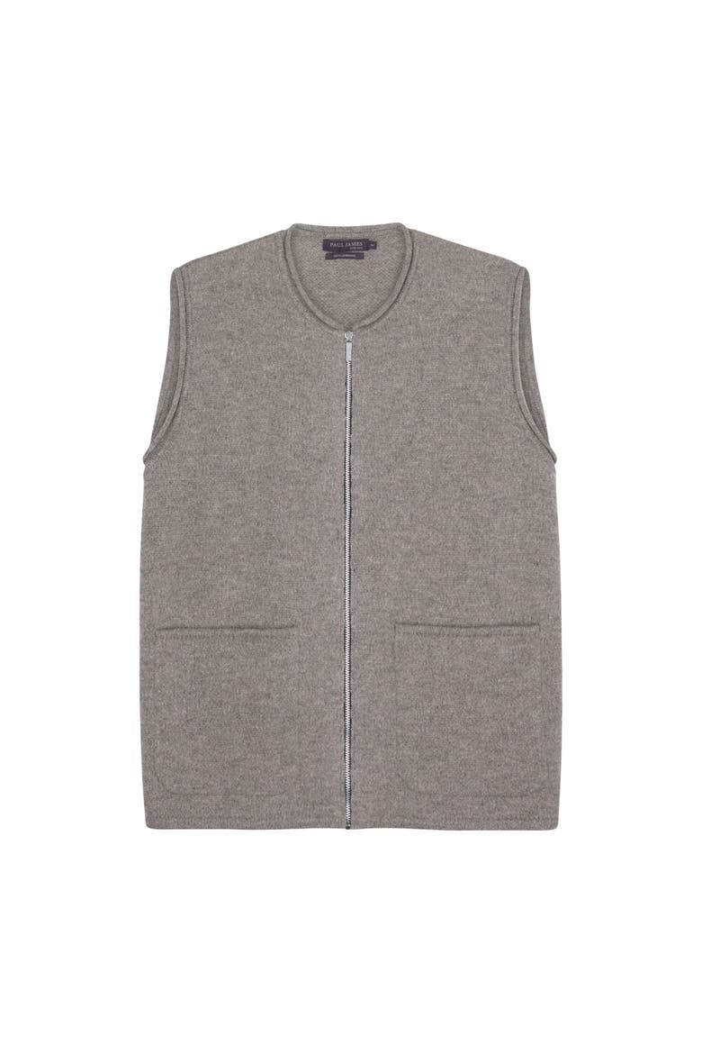 Lambswool Zip Neck Knitted Gilet, Alternate, color, Vole