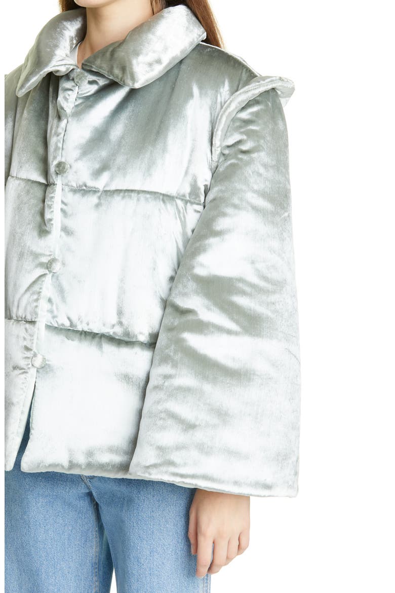Galactic Velvet Puffer Coat, Alternate, color, SEAFOAM