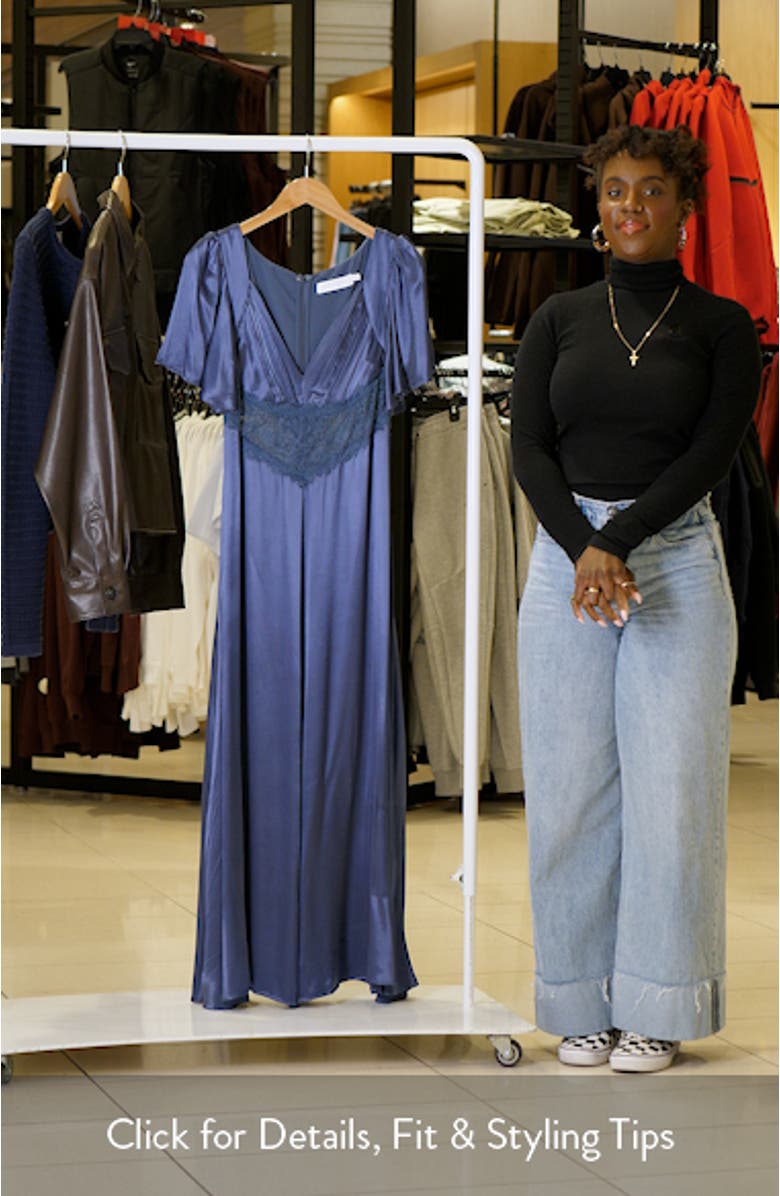 Aurelia Flutter Sleeve Lace & Satin Dress, sales video thumbnail