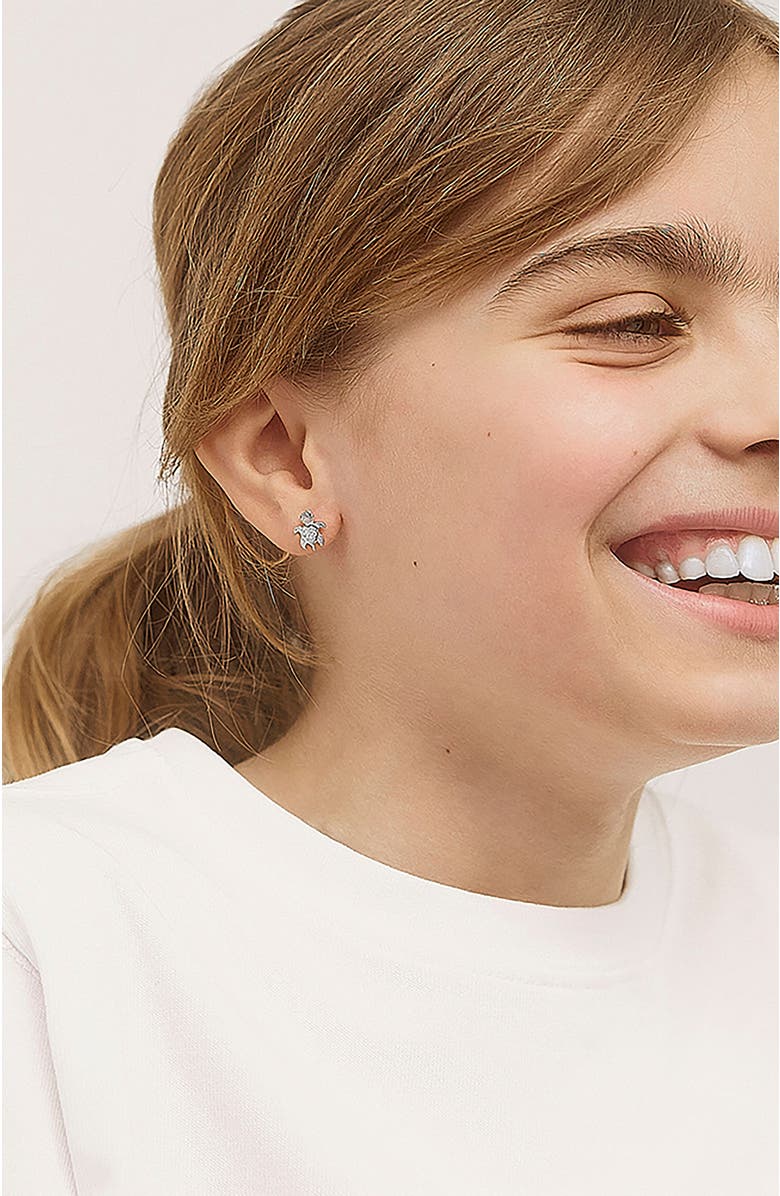 In Season Jewelry Cubic Zirconia Turtle Earrings, Alternate, color, Silver