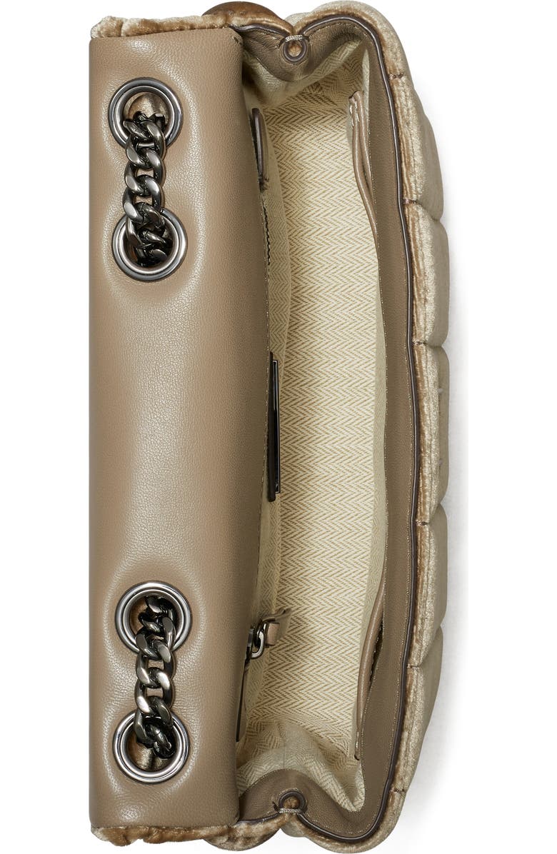 Tory Burch Small Kira Convertible Quilted Velvet Shoulder Bag, Alternate, color,
