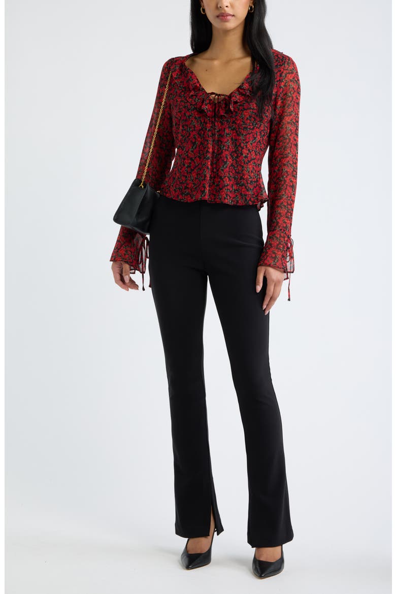 Ruffle Chiffon Top, Alternate, color, BLACK RED DARA DITSY