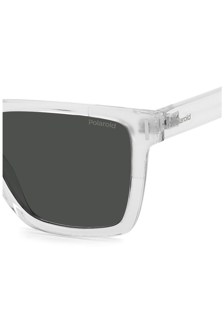 54mm Polarized Rectangular Sunglasses, Alternate, color, CRYSTAL / GRAY POLAR