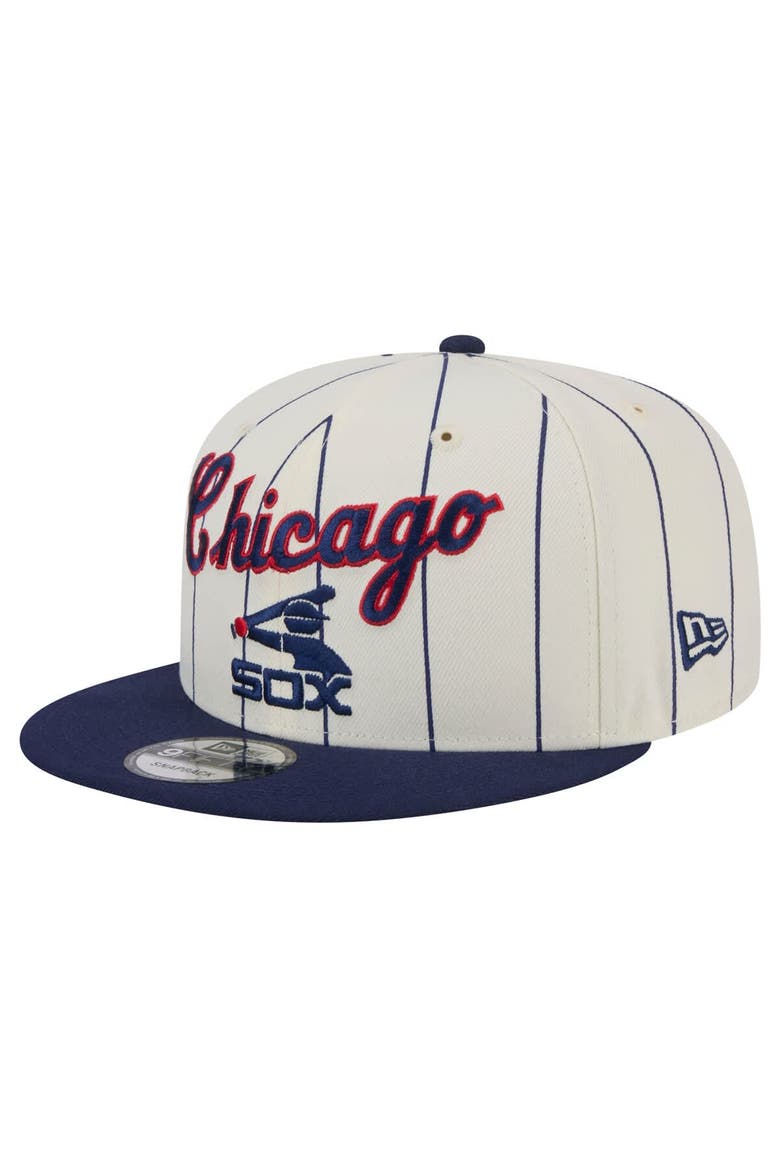 Men's New Era Cream Chicago White Sox Jersey Pinstripe 9FIFTY Snapback Hat, Main, color, Cream